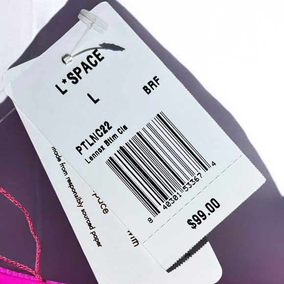 🌻NEW w.tag L*Space Bright Fuchsia Lennox String Bikini Bottom Size L $99 Retail - Picture 9 of 10